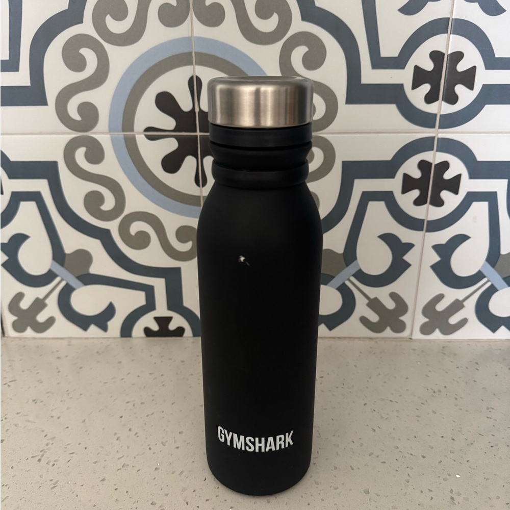 Gymshark Matte Black Bottle with Silver Cap